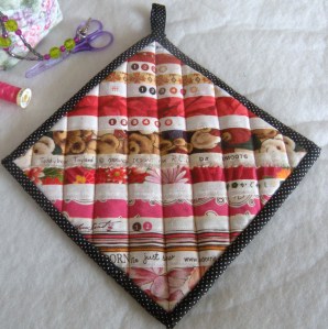 The front of the pot holder