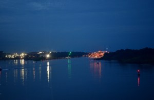 Our first sight of the canal before sunrise