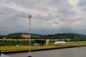 Train taking containers to the end of the canal