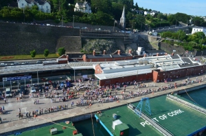 Who could fail to be impressed when a whole town comes to say goodbye!  Fond memories of Cobh, Ireland....