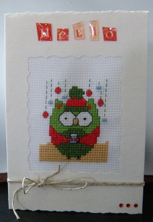 Cross stitch Owl card